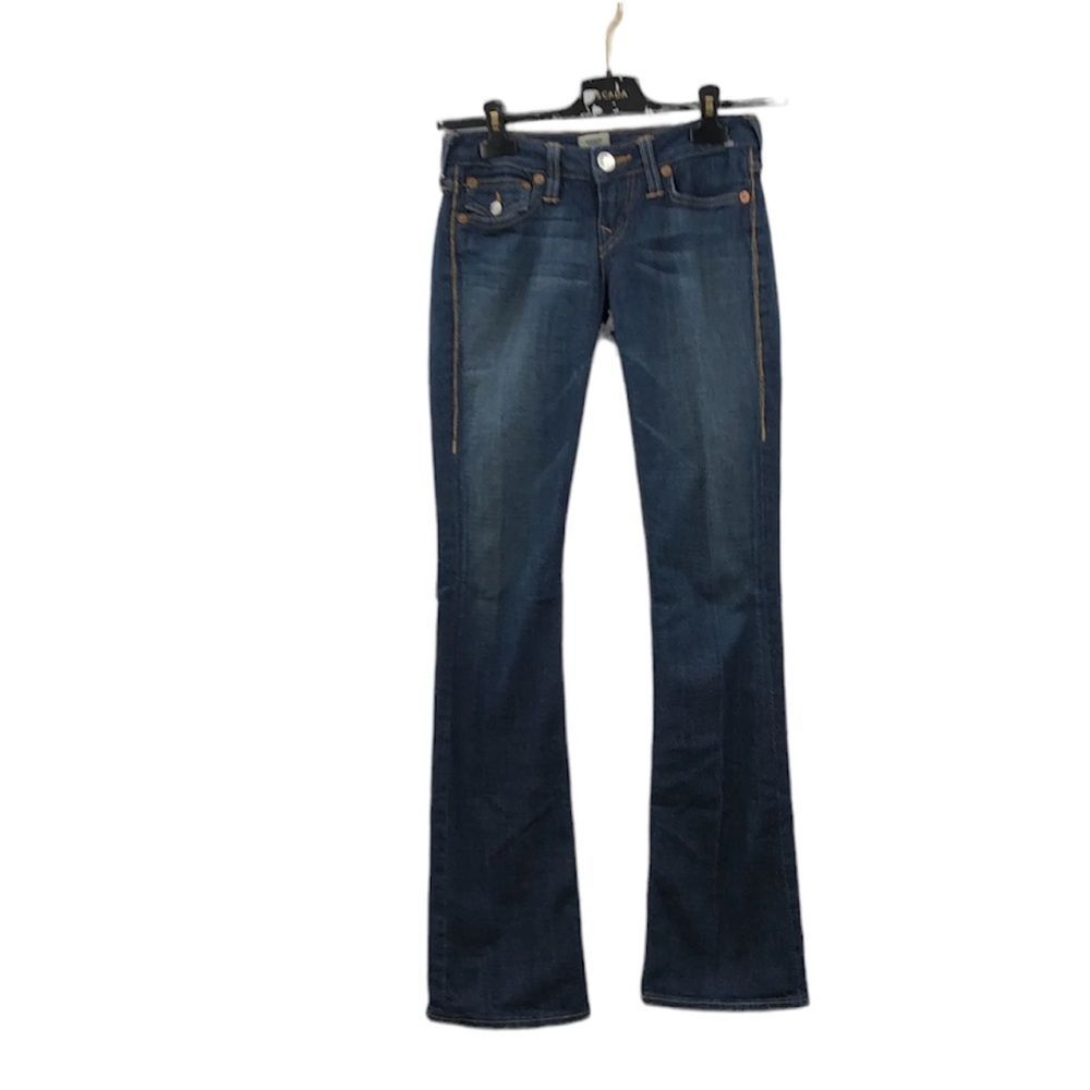 - True religion womens blue becky dark wash pockets bootcut denim jeans si…